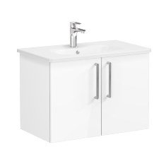Vitra Root 66391 Lavabo Dolabı, Kapaklı, 80 cm, Parlak Beyaz, Yuvarlak Lavabolu